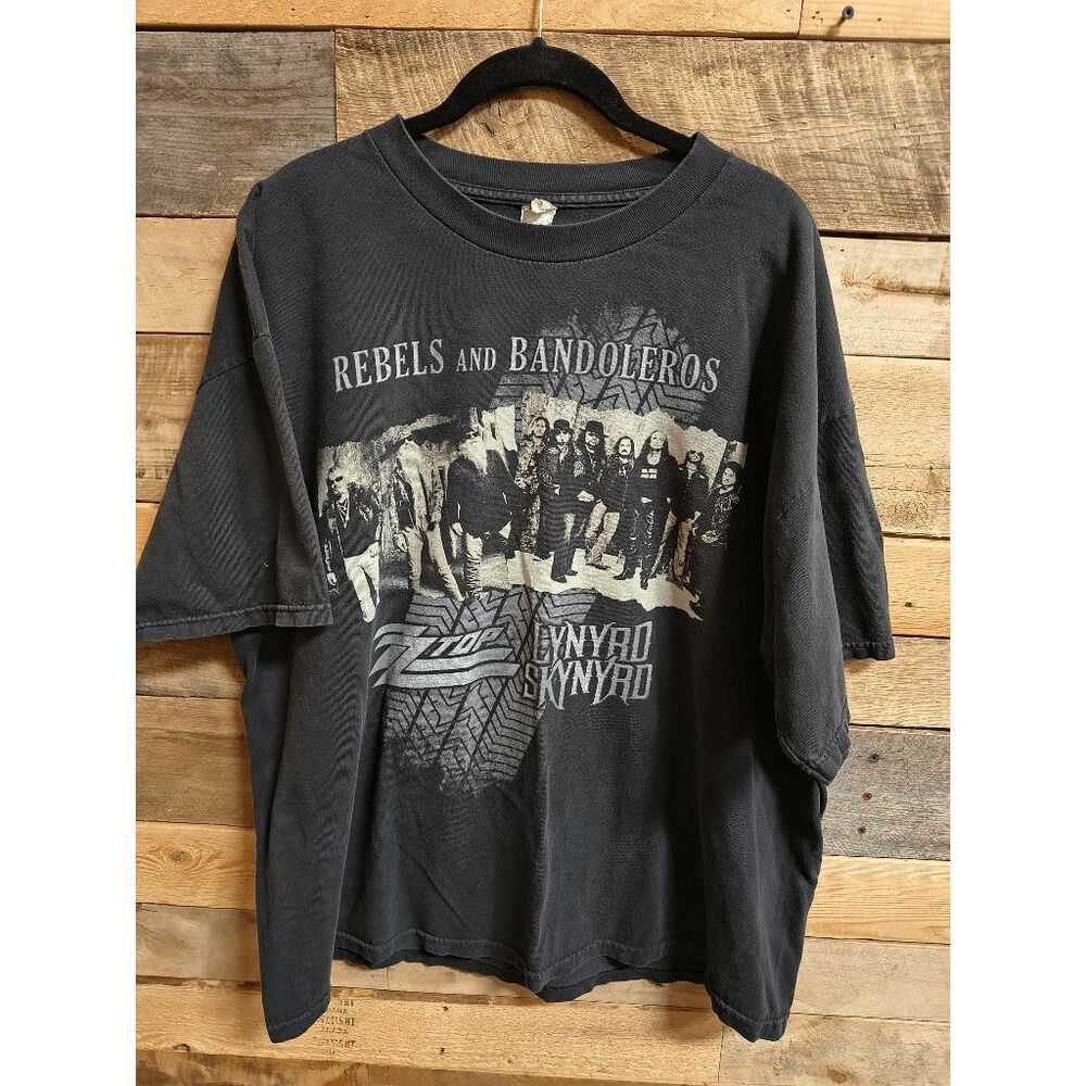 Vtg 2011 ZZ Top & Lynyrd Skynyrd Tour Shirt 2XL - Rebels & Bandoleros AOP
